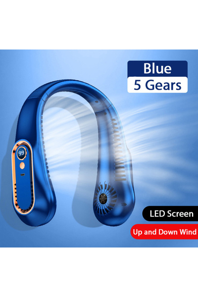 Choice مروحة رقبة زرقاء بخمس سرعات، شاشة LED، دوران 360 درجة °   مروحة محمولة...