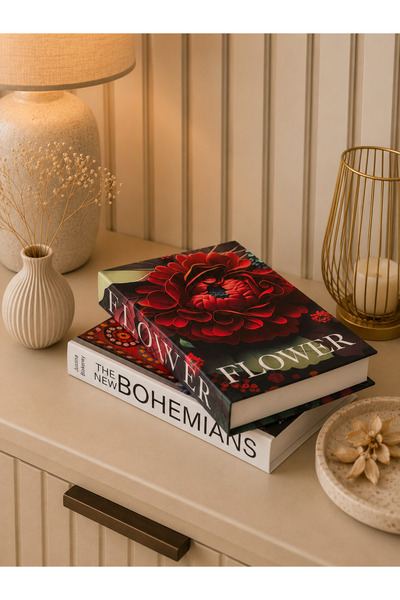 Dezora Home Decorative Book Box Set of 2 - Hidden Storage Box Modern Floral Pattern Home Decoration