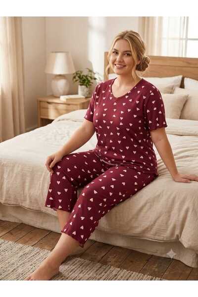 Asel Large Size Short Sleeve Cotton Ultrasoft Lycra Capri Pajama Set