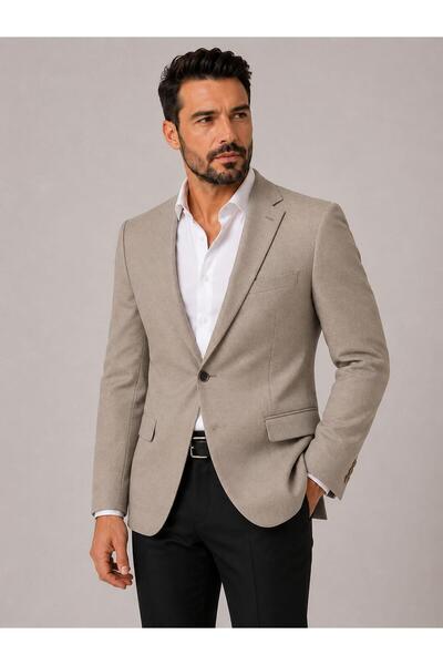 CLASSİCS MEN Men's Italian Cut Half-Fitted Blazer Jacket Classic and Modern Elegance - 7731