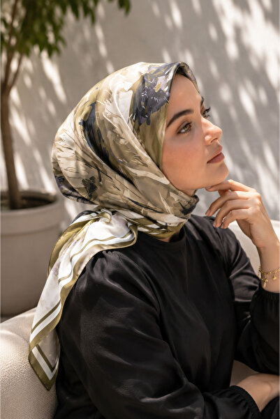 EBRUTESETTÜR Pastel Flower Pattern Scarf Series Oil Green