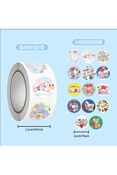 Choice team-500pcs 500PCS BT21 Roll Stickers Cute Cartoon Stickers K-pop Idol...