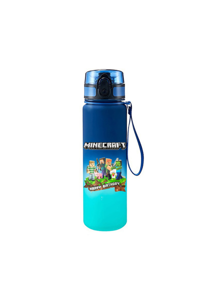 Choice10 Bandai 4 650ML Game MC Pixel Style Water Blue Bottle Portable Water ...