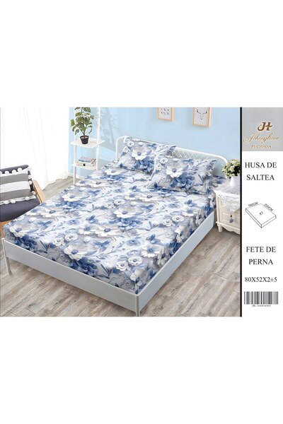 naniland.ro Husă de Pat Bumbac Satinat 2 Persoane 3 Piese cu Elastic 160x200 ...