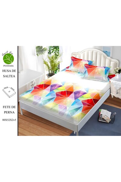 naniland.ro Finet Покривало за легло за двама от 3 части, еластично, 180x200 ...