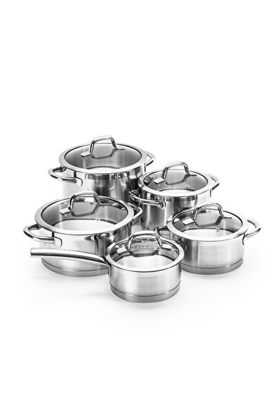 TESCOMA Set 4 oale si 1 cratita cu capac President, Inox, Argintiu, 1.5/2/3/4...