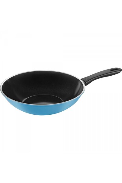 BALLARİNİ Tigaie Wok 28 cm, Caprera, design modern, negru lucios, albastru, p...