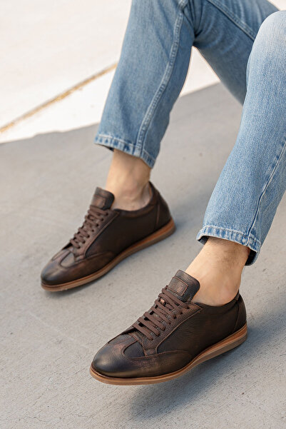 PANORAMA Men's Genuine Leather Rubber Sole Sneaker