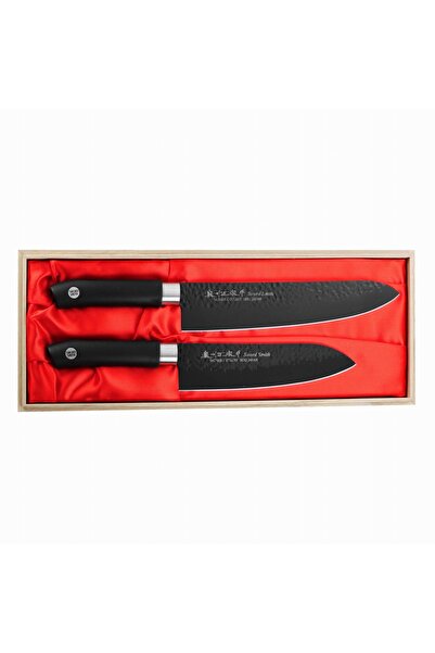 Satake Set 2 cutite de bucatarie Satake, Cutie pentru cadou, Otel, Lemn, Negru