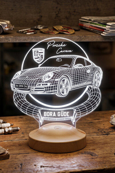 SEVGİLAMBASI Porsche 911 Kişiye Özel 3D LED Lamba, Klasik Spor Araba Tutkunun...