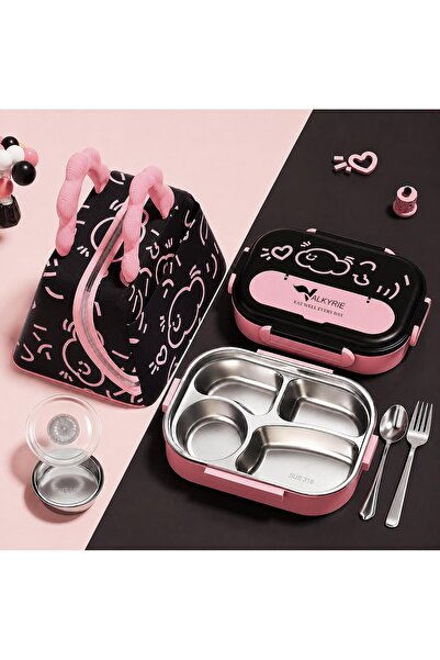 valkyrie 316 Stainless Steel Lunch Box with Thermal Carrying Bag, 4 Compartme...