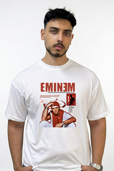 Anetos Eminem_43 Design Printed Oversize White T-Shirt
