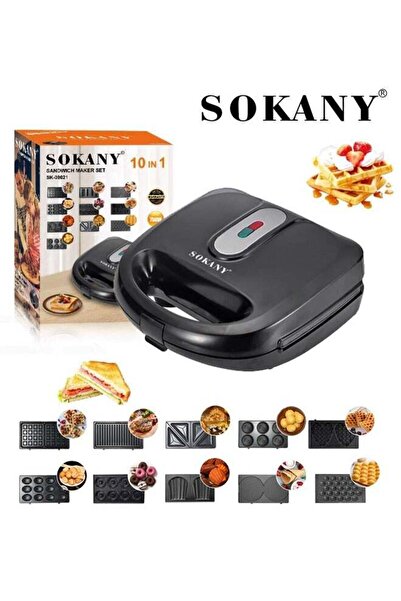 SOKANY Sandwich Maker, 2-Slot Non-Stick, 10 in 1 Multi Snacks Maker with Deta...