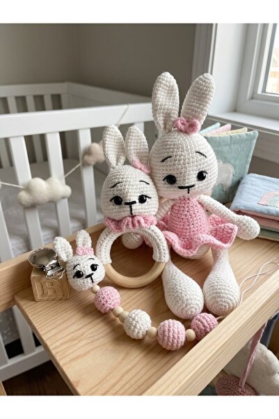 stoks toys Amigurumi El Örgüsü Tavşan Set Uyku Arkadaşı (bebek ismi için satı...