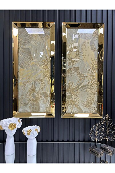 efe ayna dekor Yonca Model Bronz Aynalı Tablo Seti (Farklı ölçü seçenekleri ile)