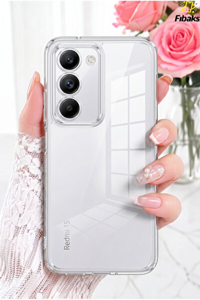 Fibaks Redmi 15 Kılıf Kamera Korumalı Şeffaf Ince Esnek Renksiz Yumuşak Silik...