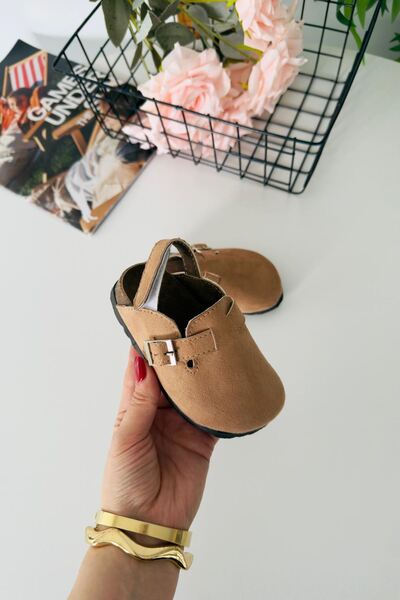 Minigimin Cicileri Miniğimin Cicileri Süet Unisex Çocuk Sabo Terlik - Camel
