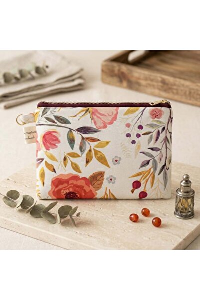 Hanife Baylam Handmade Floral Patterned Zippered Makeup Bag
