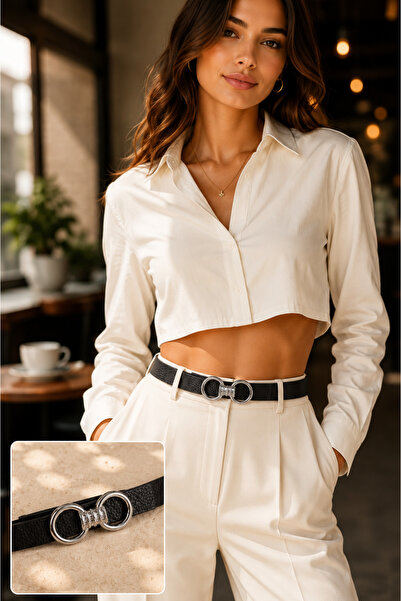 Jack Ferrero Women's leather belt with buckle - elegant design