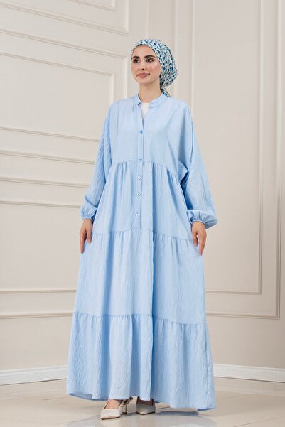 Sevitli Lilyum Fabric Robe Katya Dress-Blue