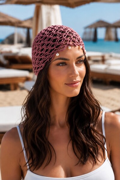 Süspüs Accessories Summer Mesh Premium Pearl Detailed Summer Knit Cap