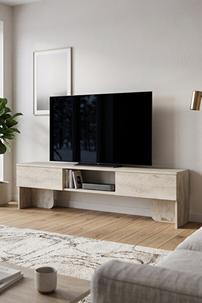 Skandi homeworks Aria TV Ünitesi 140 cm Modern Televizyon Sehpası Kapaklı Raf...