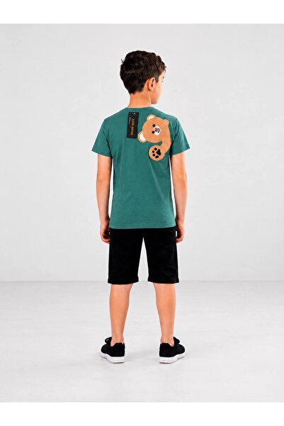 KADİR BABA Boy's Teddy Bear Printed T-Shirt and Shorts 2-Piece Summer Set 4-1...
