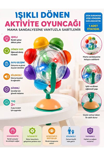 BYCEGU Yeni Nesil Oyuncak Mama Sandalye Oyuncağı Işıklı Vakumlu Yapışan Herye...