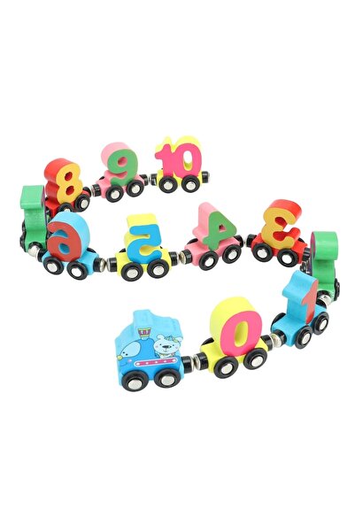 CasaDesteapta.ro Tren Educațional din Lemn cu Numere – Puzzle Numeric, 12 Pie...