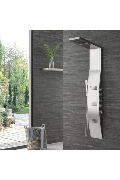 Karag LEONORA Θερμοστατική Στήλη Υδρομασάζ Inox Αλουμίνιο, Μπρούτζος S9786