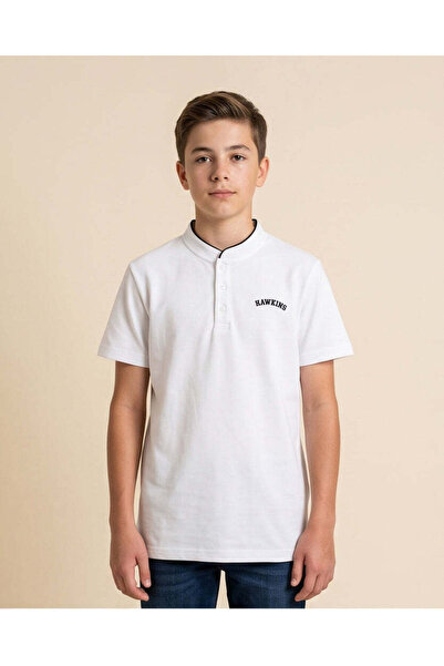 REDTAG Senior Boys White Printed Polo T-Shirt