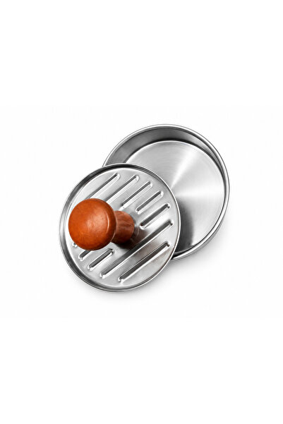 wei Presă pentru hamburger Ø12 cm din inox cu mâner din lemn