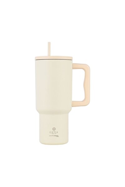 estia Θερμός Ποτήρι με Καλαμάκι Xt 900ml Λευκό Λίλι (01-32128)