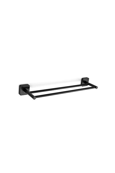 Karag QUATTRO 4262 55 Διπλή Πετσετοκρεμάστρα Μαύρη Ματ Ανοξείδωτο Ατσάλι 60cm