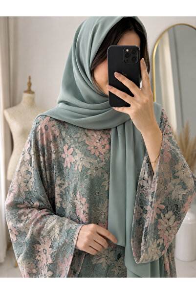 Passion by rahi Beautiful pastel floral Lace Abaya&Hijab
