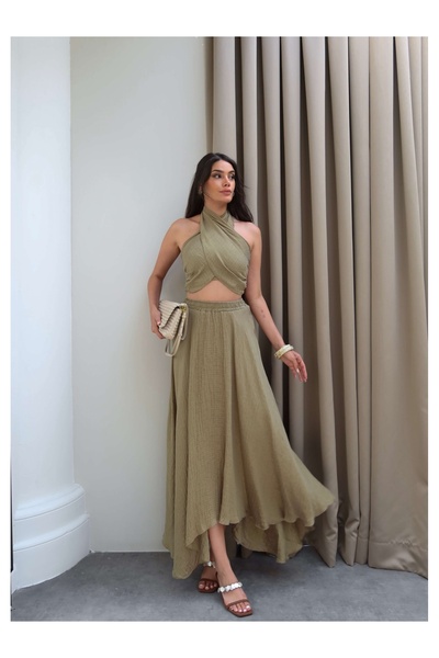 ESRAHELVACI Asymmetrical Double Suit with Neck Tie