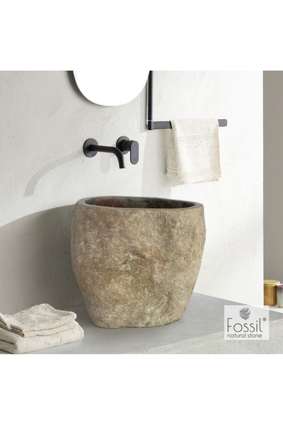 Fossil Bucket Riverstone RP35 Επιτραπέζιος Νιπτήρας από Πέτρα Ø 40-50 εκ
