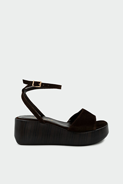 LAMİNTA Lezy Single Strap Genuine Leather Platform Women's Bitter Brown Suede...