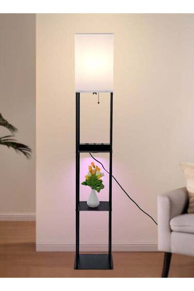 Yatai LIGHTING Modern LED Floor Lamp 62-Inch, 3-Color Dimming, Black Iron & S...