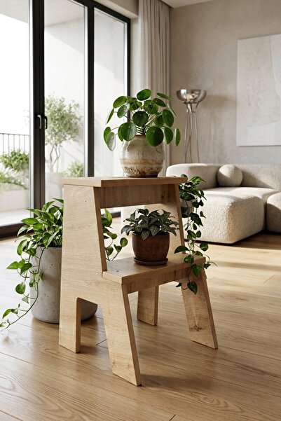 YüceerHome 2 Basamaklı Çiçeklik Saksılık Tabure Yan Sehpa Çok Amaçlı Kullanım...