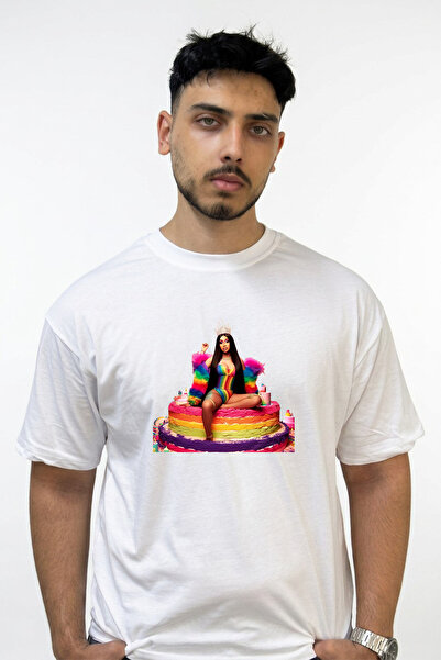 Anetos Cardi B Design Printed Oversize White T-Shirt