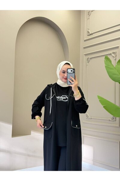 moda4b Women's 3-Piece Tracksuit Set with Hooded Long Cardigan Sweatshirt and...