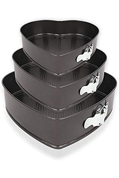 ARTC Set of Three Heart Shaped Pans Cake Bake Mould Mold Bakeware with Remova...