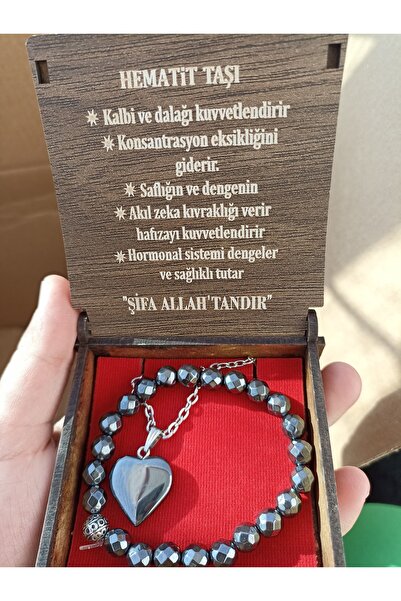 GAMZE HOME Hematit doğal taş kolye bileklik set