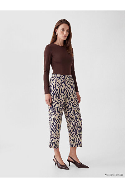 LC Waikiki Vizyon New Season Elastic Waist Patterned Women's Capri Pants