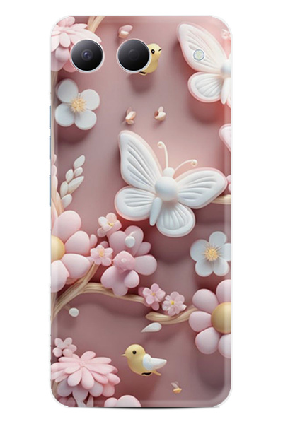 TECNO Spark 40 5G Uyumlu Kılıf Boutique Baskılı Resimli Pembe Kelebekler Pcod...