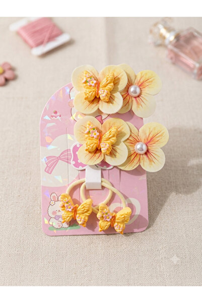 NEHİRDEN 4-Piece Hydrangea Flower Pearl Children's Buckle Set