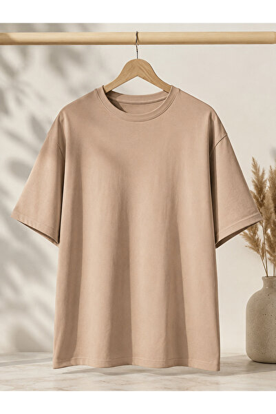 cekud tasarım baskı Camel Oversize Unisex Basic Tişört – Bisiklet Yaka Günlük...