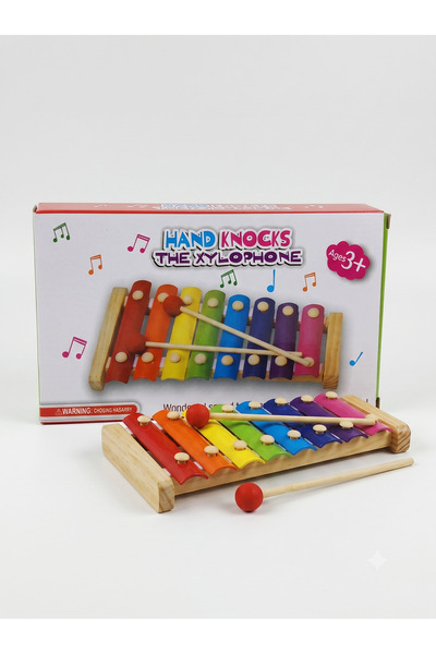 Gazi'nin Oyuncakları Wooden Colorful Xylophone Musical Instrument - Educational Rhythm Toy for Babies and Children