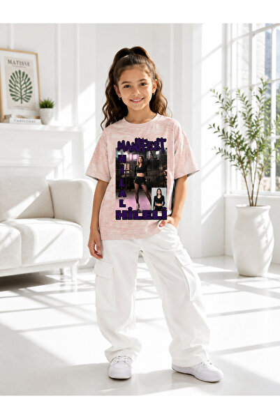 MASİON VESSAİRE Manifest Crescent Moon Printed Children's Summer T-Shirt Cotton